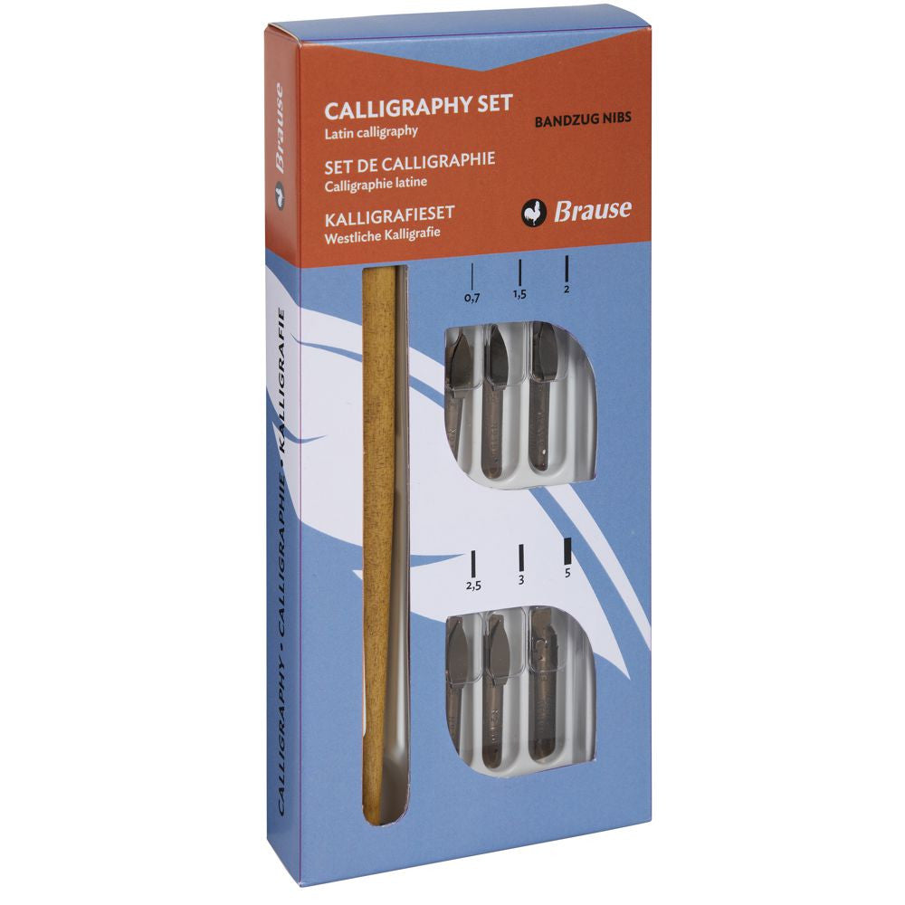 Conjunto Caligráfico Brause 6 Penas Bandzug e Cabo